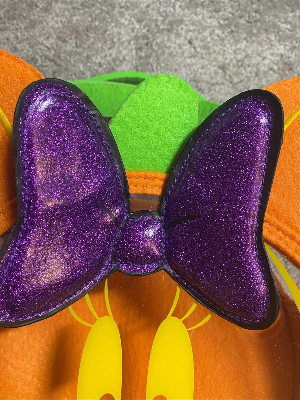 Disney Orange Pumpkin Minnie Trick-or-Treat Bag with Purple Bow and Green Handle